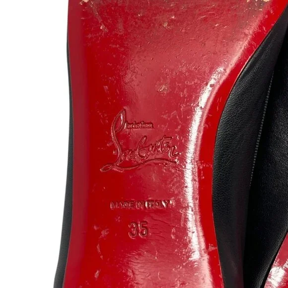 CHRISTIAN LOUBOUTIN Black Bow Leather Ballet Flats Womens 35 5 - Picture 9 of 13